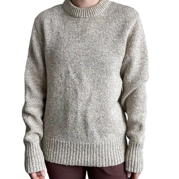 Vintage 1970s Woolrich Womens Tan Marled Wool Crewneck Preppy Sweater Sz L - Picture 4 of 8